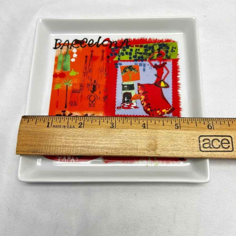 Crate and Barrel Travel Plate Appetizer Plate City Scene BARCELONA Replacement